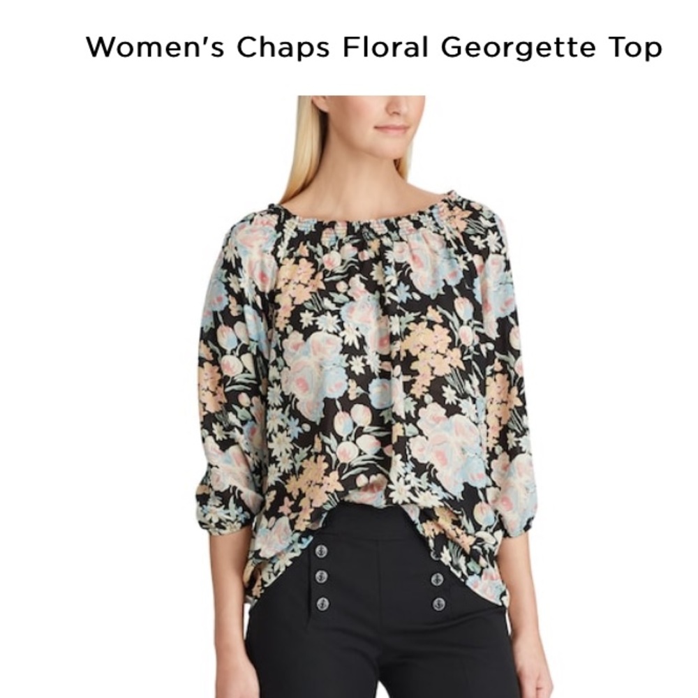 NWT Chaps Georgette Spring Floral Bouse